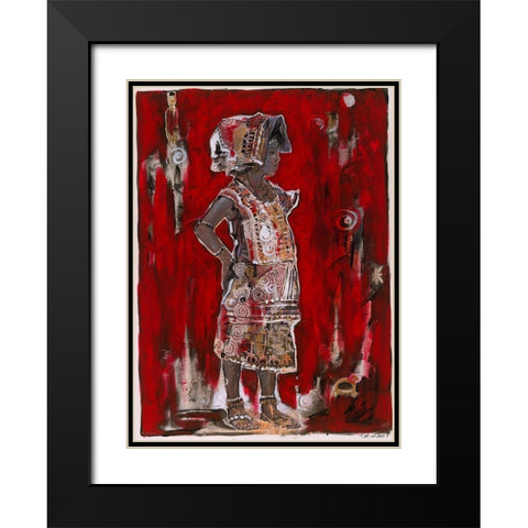 Red African Black Modern Wood Framed Art Print with Double Matting by Wiley, Marta