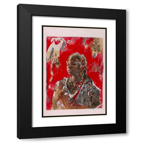 Red African Black Modern Wood Framed Art Print with Double Matting by Wiley, Marta