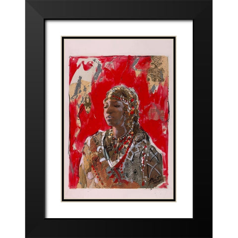 Red African Black Modern Wood Framed Art Print with Double Matting by Wiley, Marta
