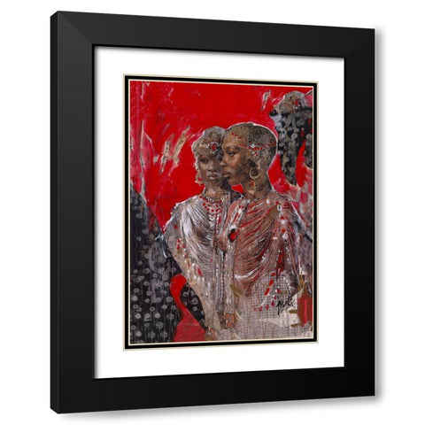 Cadmium Red African Black Modern Wood Framed Art Print with Double Matting by Wiley, Marta