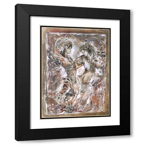 Sisters- Beige Black Modern Wood Framed Art Print with Double Matting by Wiley, Marta