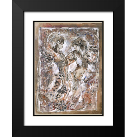 Sisters- Beige Black Modern Wood Framed Art Print with Double Matting by Wiley, Marta