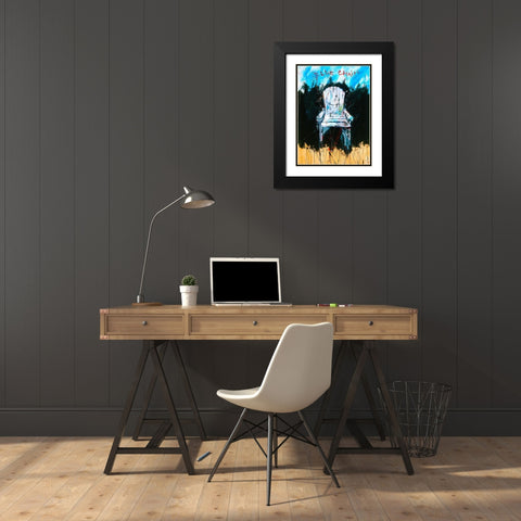 Blue Chair color Black Modern Wood Framed Art Print with Double Matting by Wiley, Marta