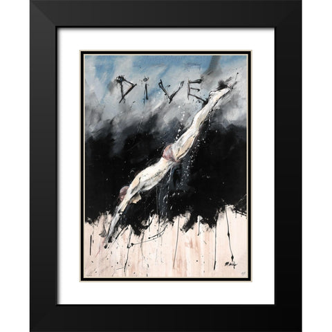 Dive Light Color Black Modern Wood Framed Art Print with Double Matting by Wiley, Marta