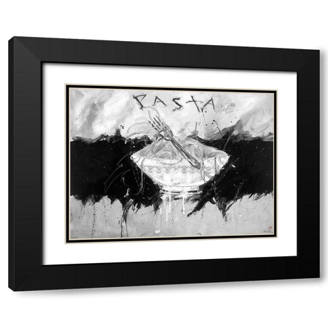 Pasta BandW Black Modern Wood Framed Art Print with Double Matting by Wiley, Marta