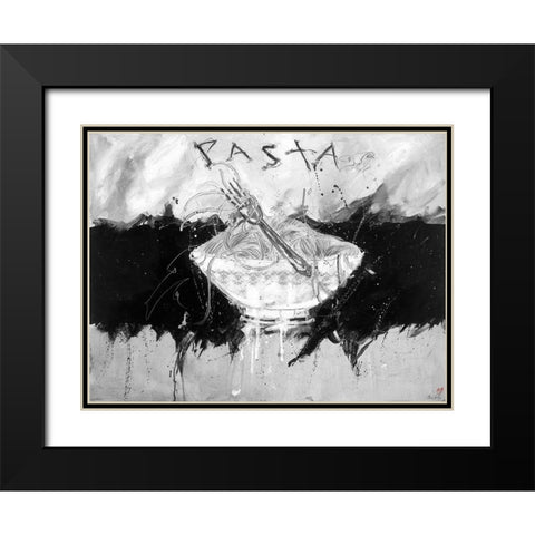 Pasta BandW Black Modern Wood Framed Art Print with Double Matting by Wiley, Marta