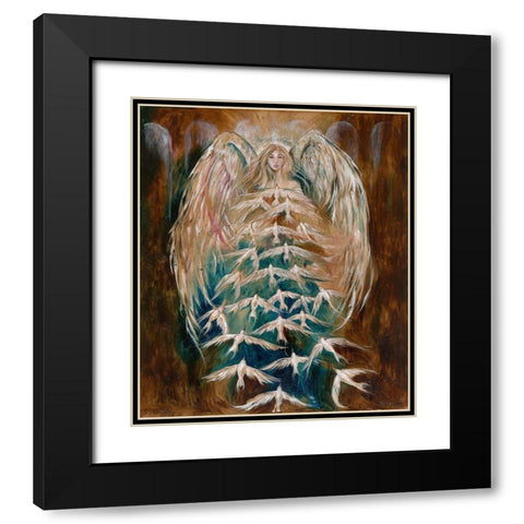 Angel of Doves Black Modern Wood Framed Art Print with Double Matting by Wiley, Marta