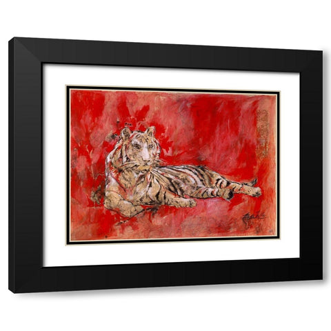 Red Tiger Black Modern Wood Framed Art Print with Double Matting by Wiley, Marta