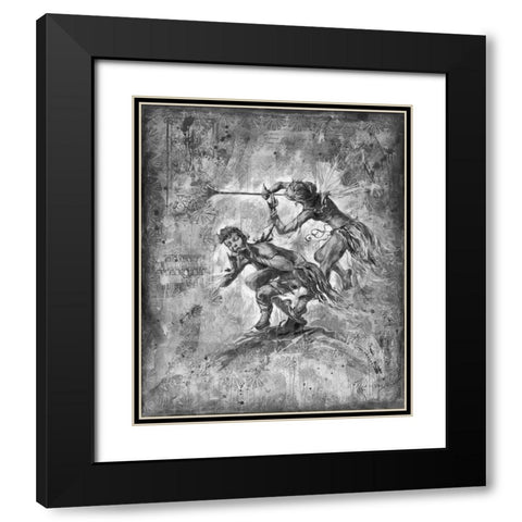 Flute Players- BandW Black Modern Wood Framed Art Print with Double Matting by Wiley, Marta