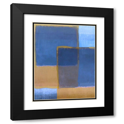 Blue and Ochre Black Modern Wood Framed Art Print with Double Matting by Wiley, Marta