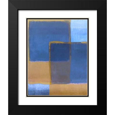Blue and Ochre Black Modern Wood Framed Art Print with Double Matting by Wiley, Marta