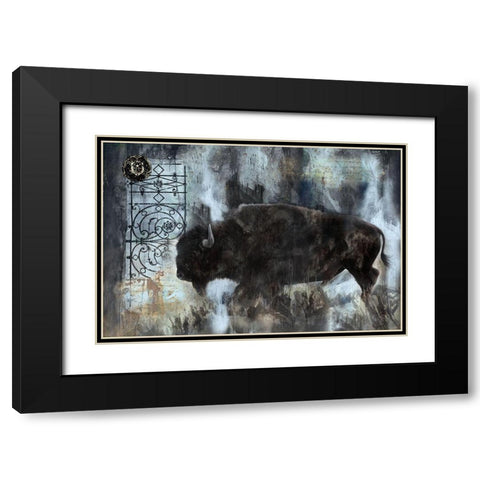 Buffalo Blue Black Modern Wood Framed Art Print with Double Matting by Wiley, Marta