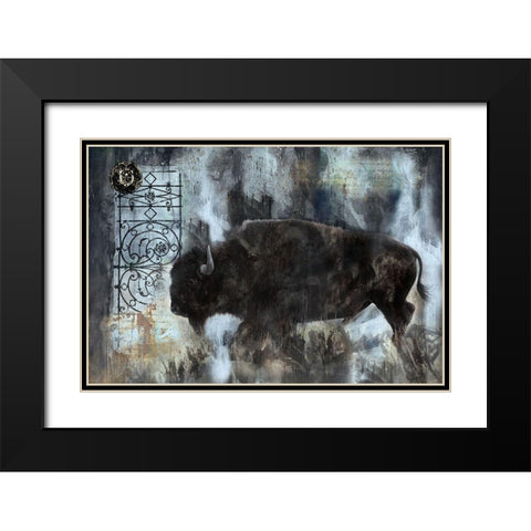 Buffalo Blue Black Modern Wood Framed Art Print with Double Matting by Wiley, Marta