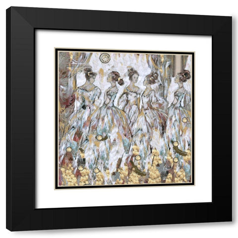 Blue Bells II Black Modern Wood Framed Art Print with Double Matting by Wiley, Marta