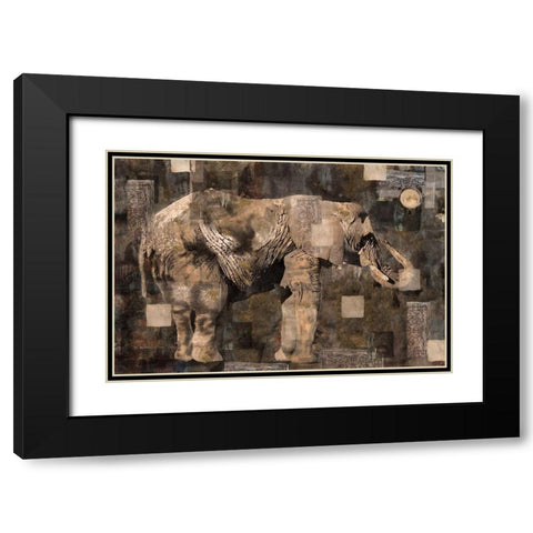 Elephant Collage Sepia Black Modern Wood Framed Art Print with Double Matting by Wiley, Marta