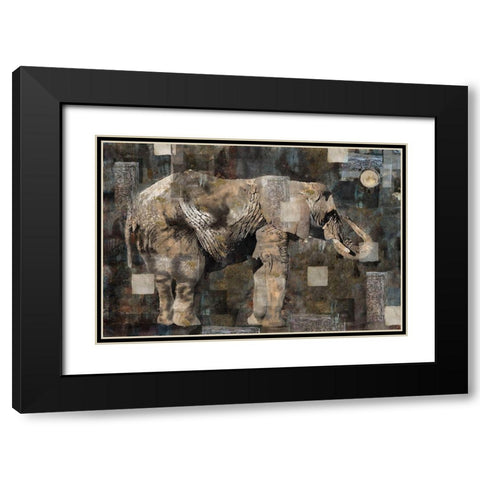Elephant Collage Classic Black Modern Wood Framed Art Print with Double Matting by Wiley, Marta