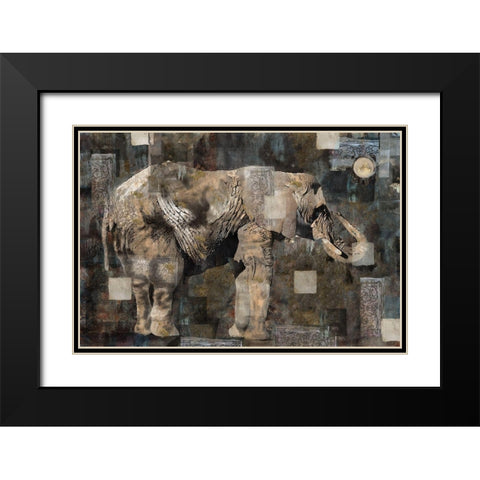 Elephant Collage Classic Black Modern Wood Framed Art Print with Double Matting by Wiley, Marta