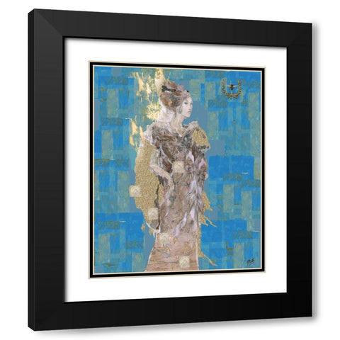Queen Bee II blue Black Modern Wood Framed Art Print with Double Matting by Wiley, Marta