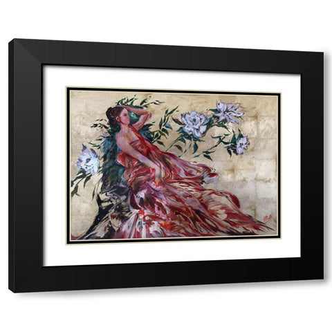Primavera Red Beige Black Modern Wood Framed Art Print with Double Matting by Wiley, Marta