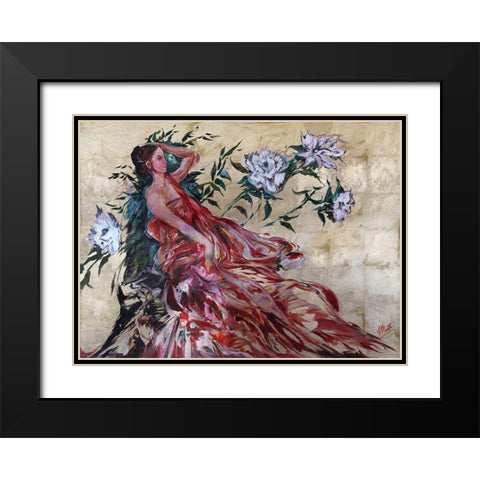 Primavera Red Beige Black Modern Wood Framed Art Print with Double Matting by Wiley, Marta