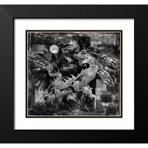 Dragon BandW Black Modern Wood Framed Art Print with Double Matting by Wiley, Marta