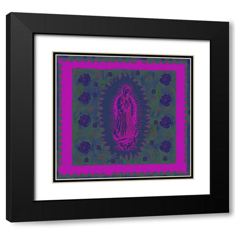 Virgin Mary Pink and Purple Black Modern Wood Framed Art Print with Double Matting by Wiley, Marta