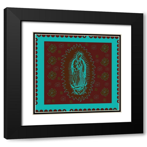 Virgin Mary Teal and Brown Black Modern Wood Framed Art Print with Double Matting by Wiley, Marta
