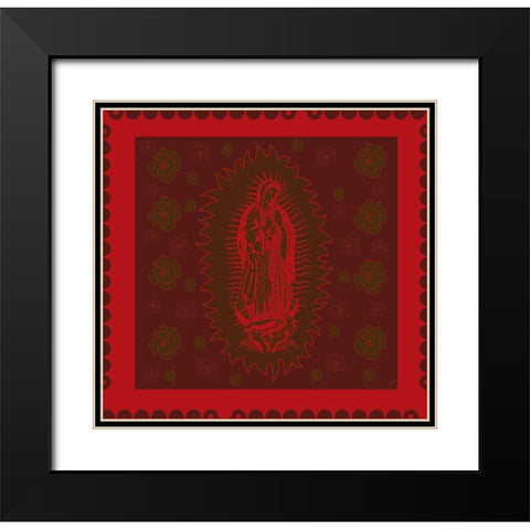 Virgin Mary Red on red Black Modern Wood Framed Art Print with Double Matting by Wiley, Marta