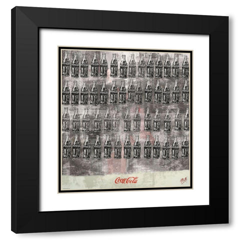 Coke Silkscreen Color Black Modern Wood Framed Art Print with Double Matting by Wiley, Marta