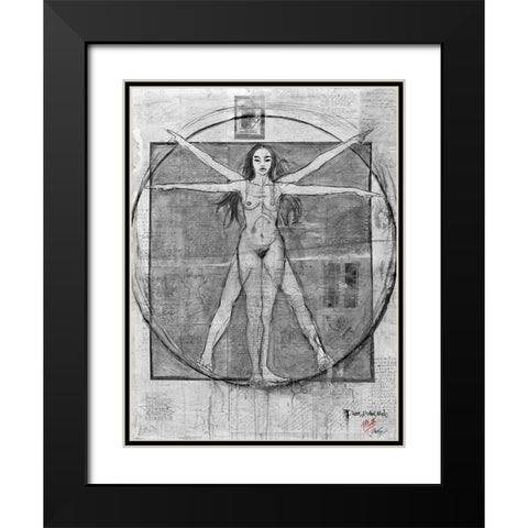 Female Da Vinci Black Modern Wood Framed Art Print with Double Matting by Wiley, Marta