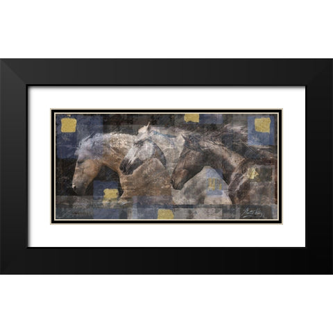Horse Silk Screen Black Modern Wood Framed Art Print with Double Matting by Wiley, Marta