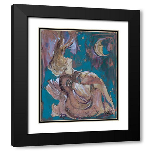 Teal Light Goddess Black Modern Wood Framed Art Print with Double Matting by Wiley, Marta