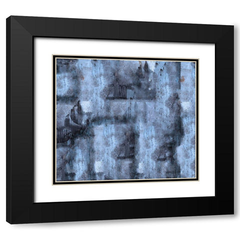 Abstract Blue Black Modern Wood Framed Art Print with Double Matting by Wiley, Marta