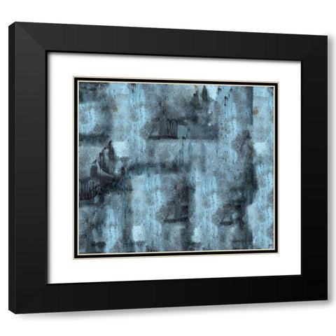 Teal Crackle Black Modern Wood Framed Art Print with Double Matting by Wiley, Marta