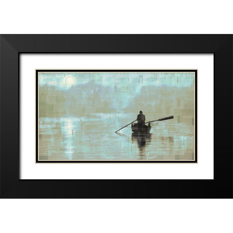 Peace Sandy Blue Black Modern Wood Framed Art Print with Double Matting by Wiley, Marta