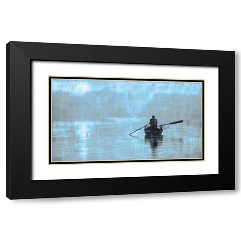 Peace Light Blue Black Modern Wood Framed Art Print with Double Matting by Wiley, Marta