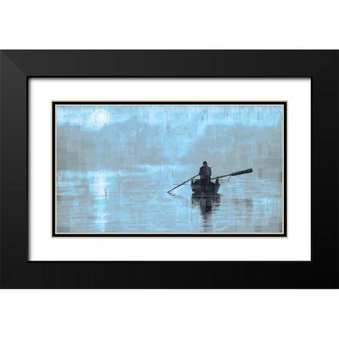 Peace Light Blue Black Modern Wood Framed Art Print with Double Matting by Wiley, Marta