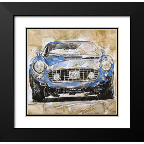 Blue Car Dark Black Modern Wood Framed Art Print with Double Matting by Wiley, Marta