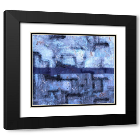 Blue Abstract Black Modern Wood Framed Art Print with Double Matting by Wiley, Marta