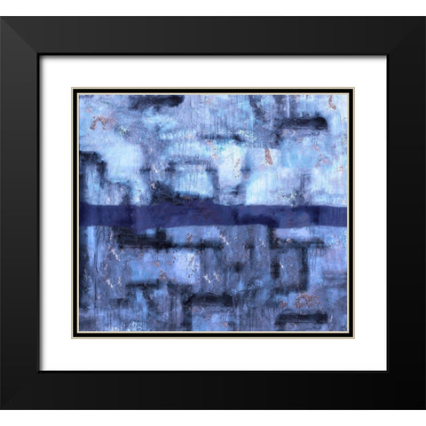 Blue Abstract Black Modern Wood Framed Art Print with Double Matting by Wiley, Marta