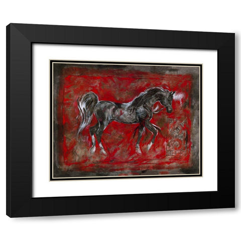 Red Arabian - Dark Black Modern Wood Framed Art Print with Double Matting by Wiley, Marta