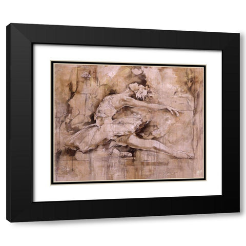 Balerina - Dark Black Modern Wood Framed Art Print with Double Matting by Wiley, Marta