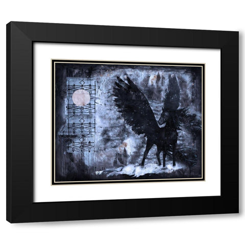 Black Pegasus Blue Black Modern Wood Framed Art Print with Double Matting by Wiley, Marta
