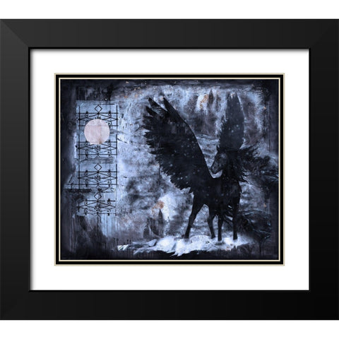 Black Pegasus Blue Black Modern Wood Framed Art Print with Double Matting by Wiley, Marta