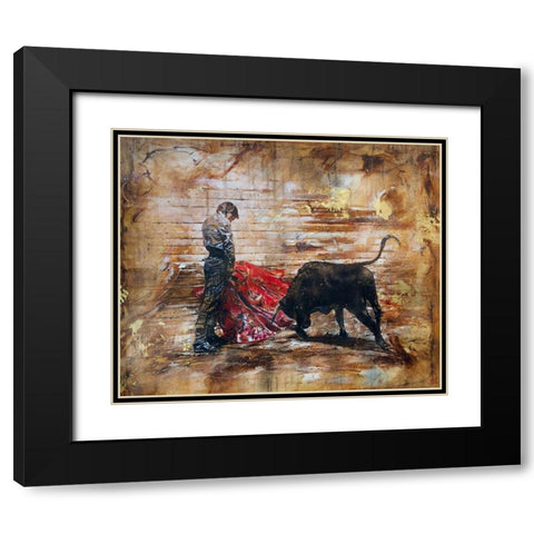 Bull Fighter Dark Black Modern Wood Framed Art Print with Double Matting by Wiley, Marta