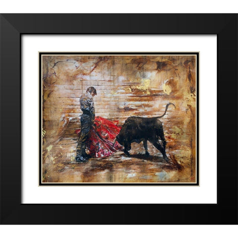 Bull Fighter Dark Black Modern Wood Framed Art Print with Double Matting by Wiley, Marta