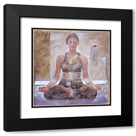 Yoga I- Light Black Modern Wood Framed Art Print with Double Matting by Wiley, Marta
