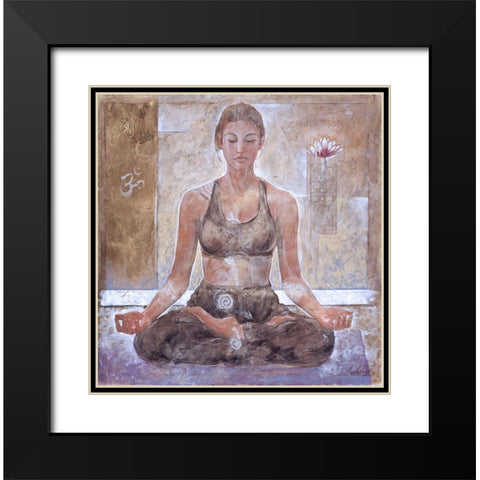 Yoga I- Light Black Modern Wood Framed Art Print with Double Matting by Wiley, Marta