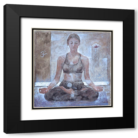 Yoga I- Sepia Black Modern Wood Framed Art Print with Double Matting by Wiley, Marta