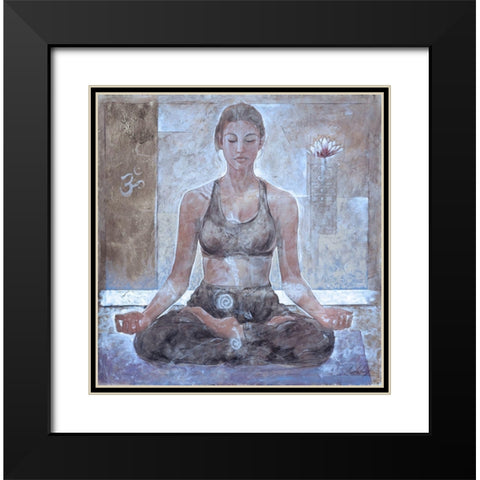 Yoga I- Sepia Black Modern Wood Framed Art Print with Double Matting by Wiley, Marta